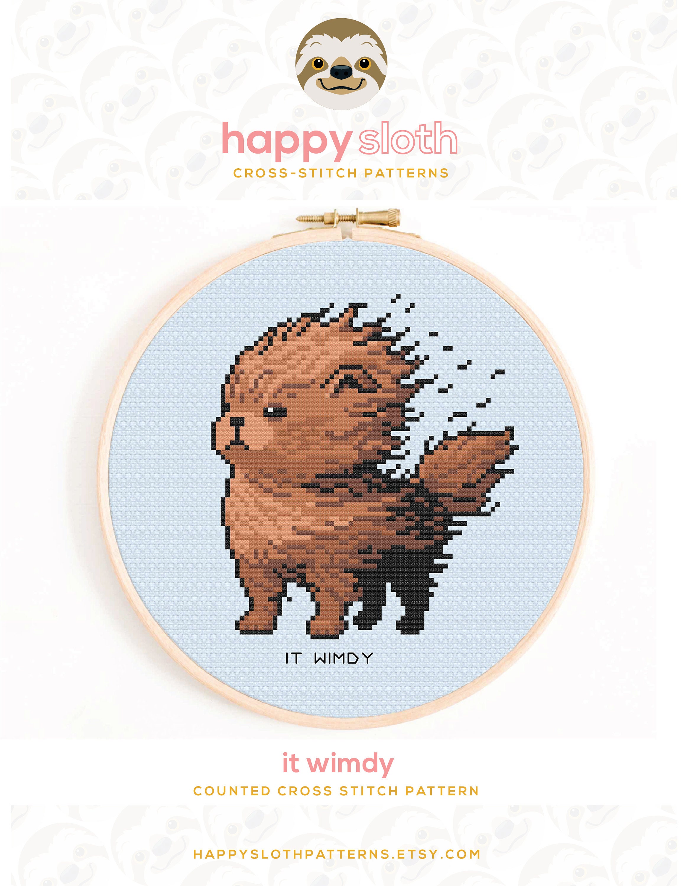 Funny Brown Dog Cross Stitch Pattern: 