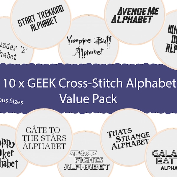 Geeky Cross Stitch Alphabets: Sci-Fi Fantasy Fonts (Digital Download)