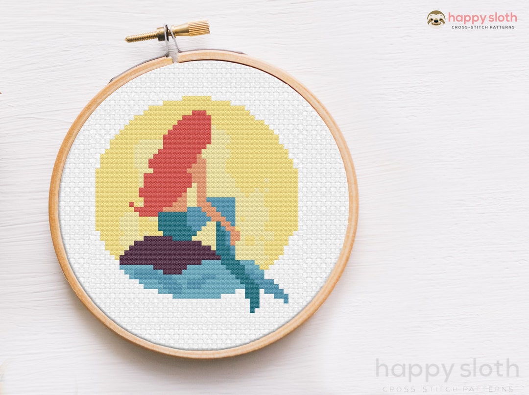 アリエル・マーメイドのクロスステッチパターン：モダン刺繍（デジタル