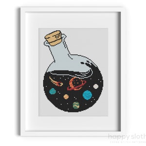 Padrão de ponto cruz "Galaxy in a Bottle": Ficção científica espacial (download digital)
