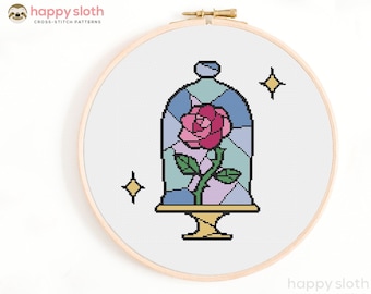 Enchanted Rose Cross Stitch Pattern: Beauty and the Beast (Digital Download)