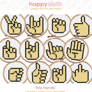 12 X Tiny Hand Symbols Cross Stitch Charts / 2 Inch Cross Stitch ...