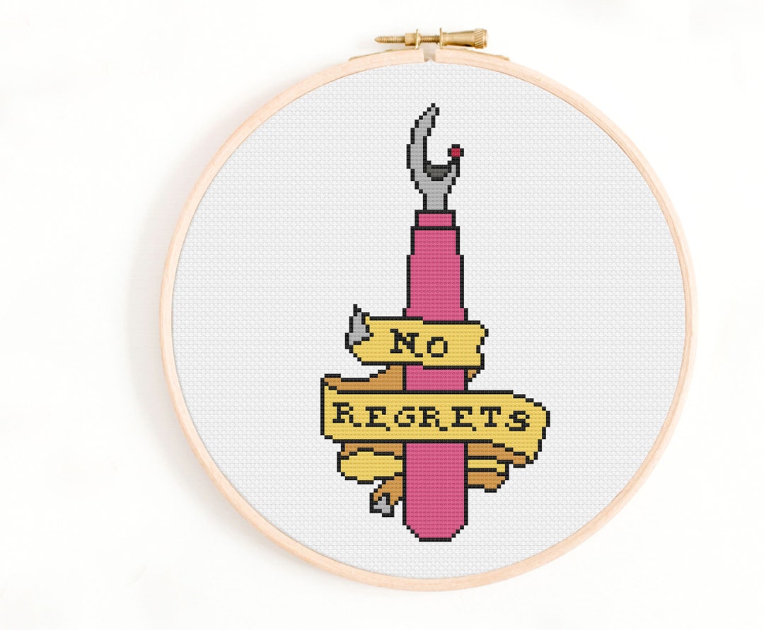 No Regrets Cross Stitch Pattern Seam Ripper Cross Stitch Pattern Funny