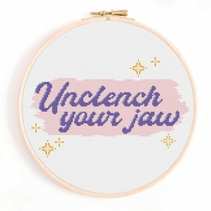 Unclench Your Jaw Cross Stitch Pattern / Cute Mouse Holding Sign Cross Stitch Pattern