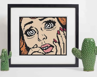 Under a Spell Cross Stitch Pattern / Retro Comic Book Cross Stitch Pattern / Sarcastic Cross Stitch