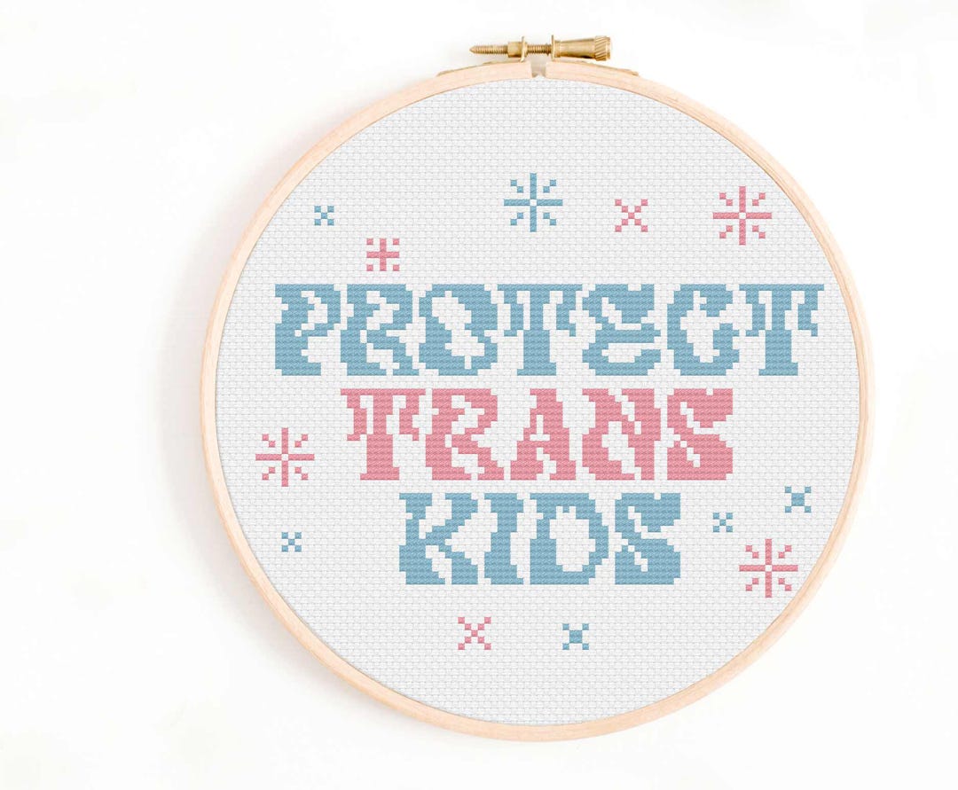 Trans Shield Pattern Protect Trans Kids Cross Stitch Pattern: LGBT Embroidery (digital ...