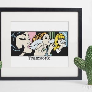 Teamwork Wine Cross Stitch Pattern: Funny Sarcastic Embroidery (Digital Download)