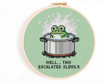 Kruissteekpatroon That Escalated Slowly Frog (digitale download)