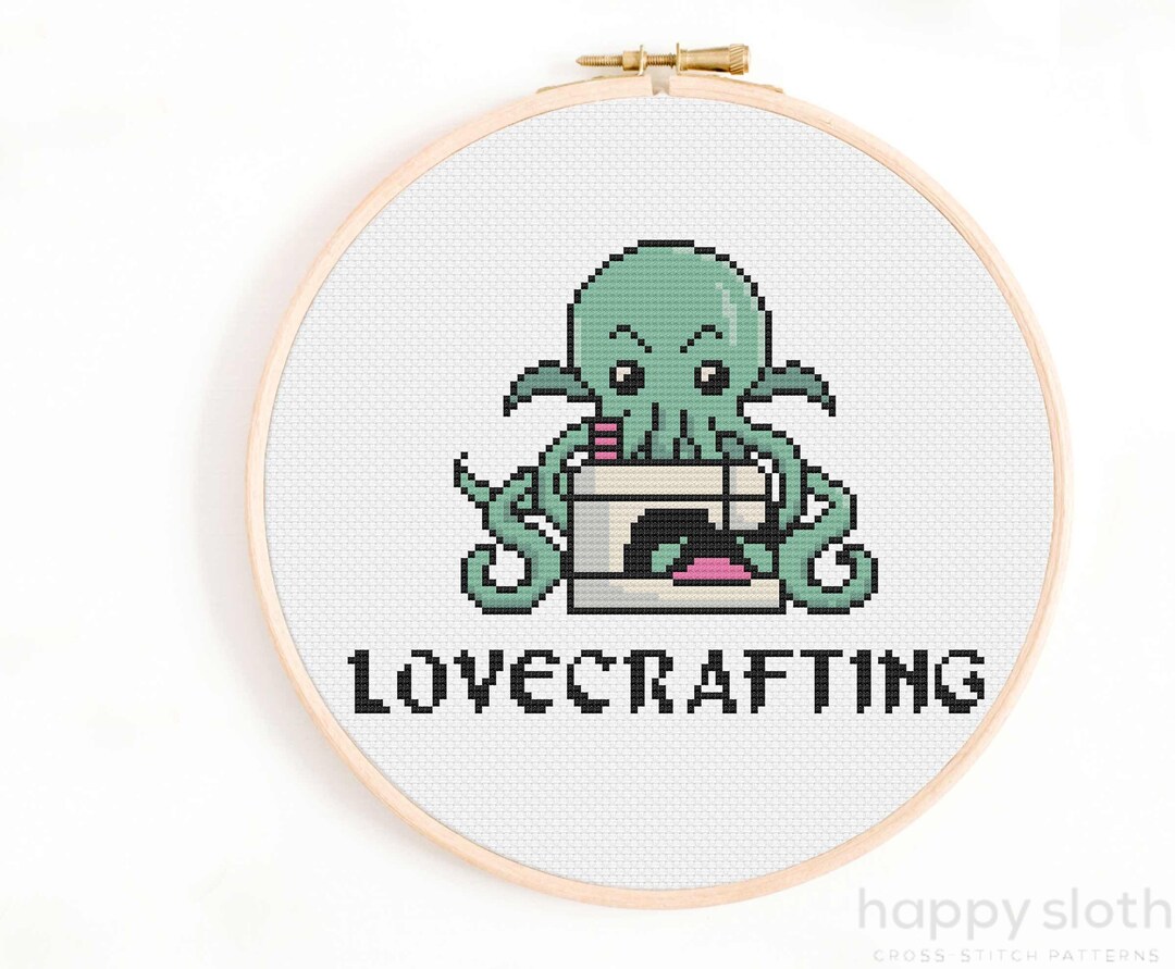 Lovecrafting Cross Stitch Pattern Cthulhu With a Sewing Machine Cross