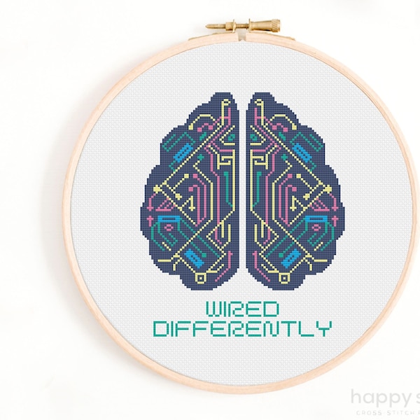 Wired Differently Cross Stitch Pattern / Autism Cross Stitch Pattern / Neurodivergence Cross Stitch / Neurodiversity / ADHD / Aspergers