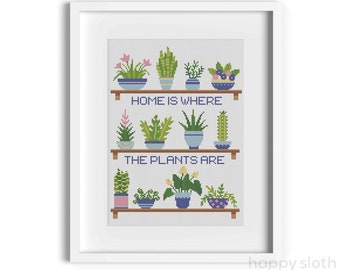 Patrón de punto de cruz de plantas para el hogar: Diseño de jardín de suculentas (PDF)