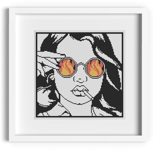 Padrão de ponto cruz engraçado "Observando o mundo queimar" (download digital)