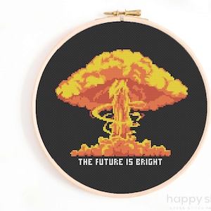 Mushroom Cloud Cross Stitch Pattern: The Future Is Bright (Digital Download)