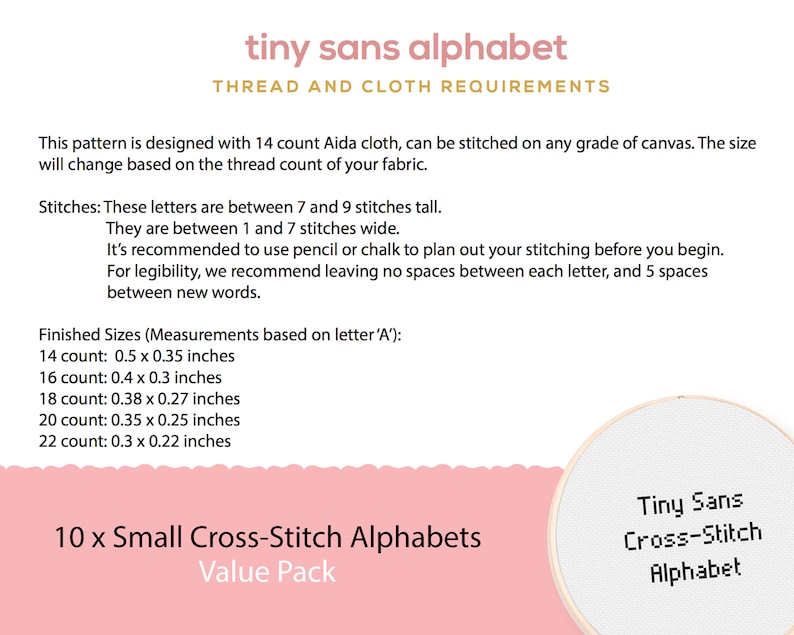 Vol 1 10 Small Cross Stitch Alphabets Value Pack of Simple Etsy