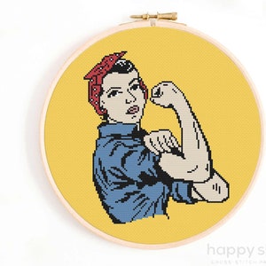 Rosie the Riveter Cross Stitch Pattern / Feminist Cross Stitch Pattern / sarcastic Cross Stitch. Retro style, Feminism Cross Stitch Pattern image 1