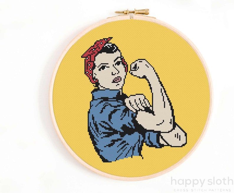 Rosie the Riveter Cross Stitch Pattern / Feminist Cross Stitch Pattern / sarcastic Cross Stitch. Retro style, Feminism Cross Stitch Pattern image 1