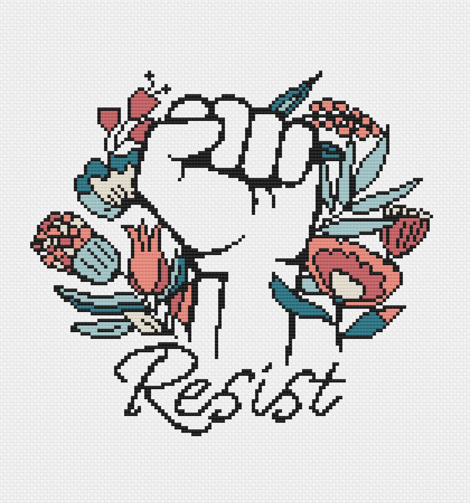 Resist Feminist Cross Stitch Pattern / Pretty Feminist Cross Etsy