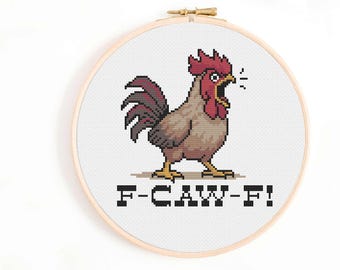 F-CAW-F Chicken Cross Stitch Pattern (PDF Download)