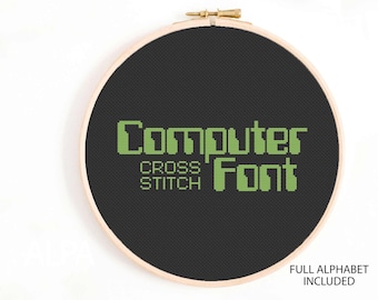 Retro Computer Alphabet Cross Stitch Pattern (Digital Download)