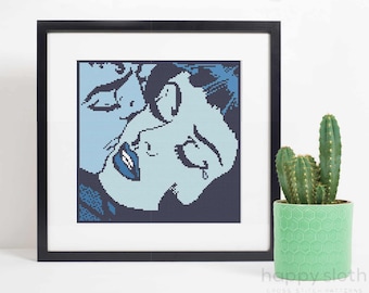 Retro 'Ennui' Cross Stitch Pattern: Funny Comic Design (Digital Download)
