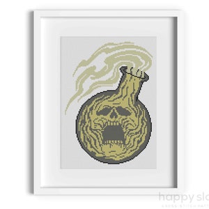 Ghoul in a Bottle Cross Stitch Pattern / Halloween Cross Stitch / Ghost Cross Stitch / Spooky Cross Stitch / Monster in a Bottle
