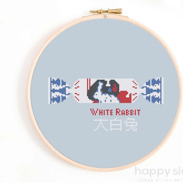 Wit konijn snoep kruissteekpatroon - Aziatische snoep kruissteek - Beroemde merken kruissteekpatronen - Wit konijn snoep