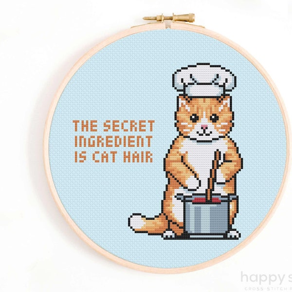 The Secret Ingredient is Cat Hair - PDF Cross Stitch Pattern Download