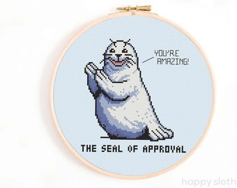Seal of Approval Cross Stitch Pattern: Funny Emotional Support (Digital Download)