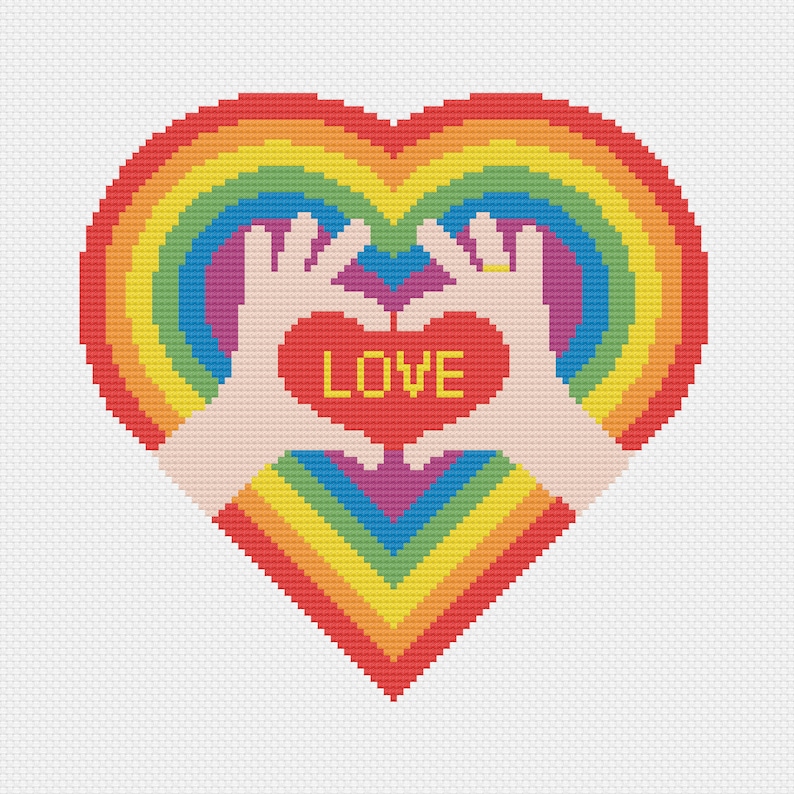 LGBT Cross Stitch Pattern Gay Pride Cross Stitch LGBT Rainbow Cross Stitch LGBT Love image 2