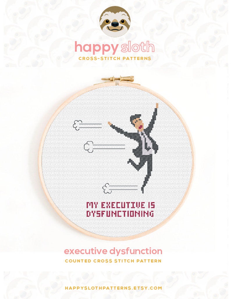 Executive Dysfunction Cross Stitch Pattern: Neurodiversity Embroidery (Digital Download) image 3