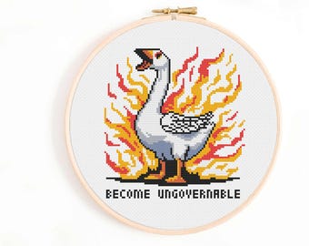 Raging Goose Cross Stitch Pattern: Become Ungovernable (PDF Pattern)