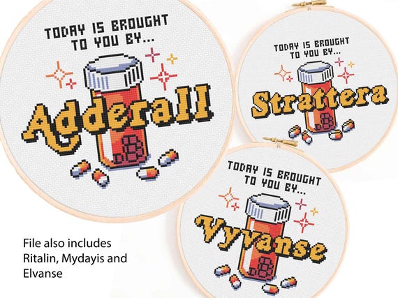 ADHD Medication Reminder Cross Stitch Pattern (Digital Download)