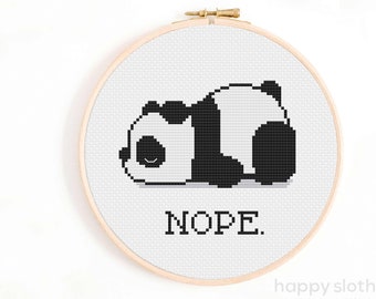 NOPE Tired Panda Cross Stitch Pattern (Digital Download)