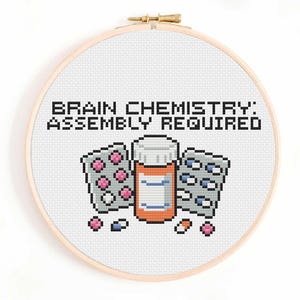 Cross Stitch Pattern, Brain Chemistry Medication Design, PDF Download