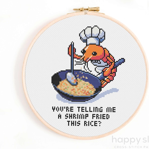 Funny Shrimp Fried Rice Cross Stitch Pattern (Digital Download