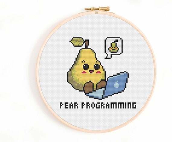 Pear Programming Cross Stitch Pattern: Software Engineer Gift (Digital Download)