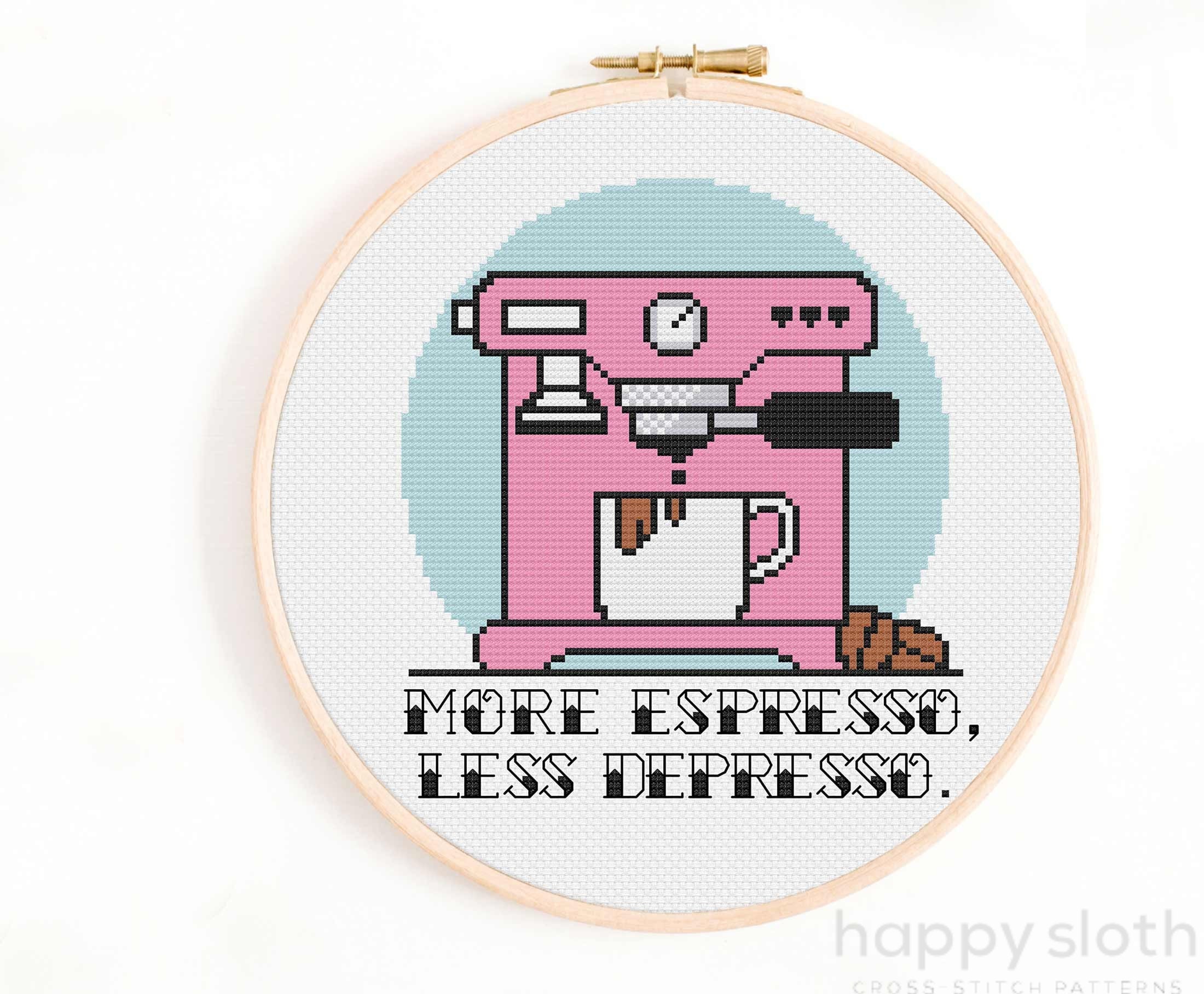 Vintage Espresso Machine Cross Stitch Pattern: Coffee Lover Design (PDF)