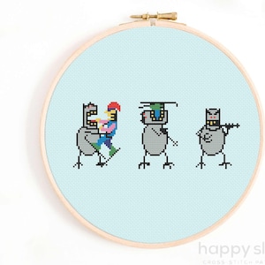 8-Bit SkiFree Cross Stitch Pattern: Yeti Arcade Game (PDF Pattern)