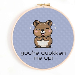 Quokka Cross Stitch Pattern - You&#39;re Quokkan Me Up Cross Stitch Chart - Funny Cross Stitch Patterns - Australian Animal