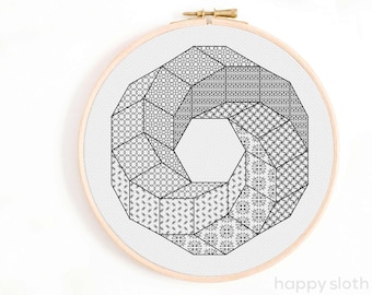 Infinity Ring - Blackwork Embroidery Pattern - Infinite Blackwork Cross Stitch Pattern - Sacred Geometry Ring - Blackwork Pattern