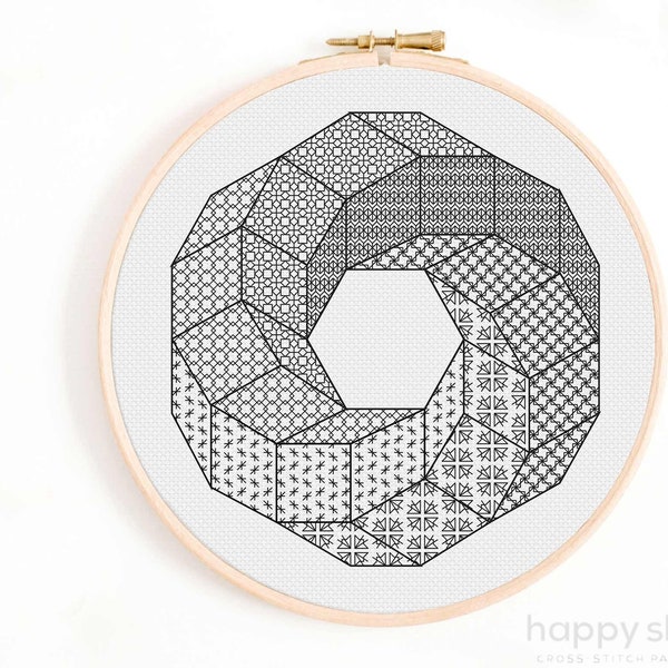 Infinity Ring - Blackwork Embroidery Pattern - Infinite Blackwork Cross Stitch Pattern - Sacred Geometry Ring - Blackwork Pattern