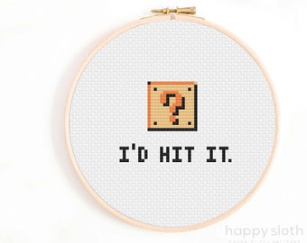 I'd Hit It Cross Stitch Pattern - 8-Bit Game Cross Stitch Pattern - Arcade Game Cross Stitch Pattern PDF