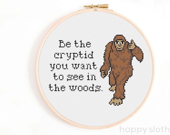 Bigfoot Cross Stitch Pattern: Funny Cryptid Design (Digital Download)