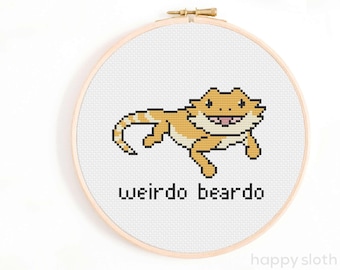 Weirdo Beardo Bearded Dragon Cross Stitch Pattern (Digital Download)