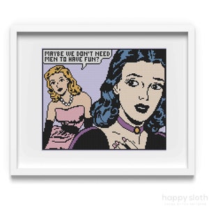 Funny Retro LGBT Cross Stitch Pattern: &quot;Maybe We Don&#39;t Need Men&quot; (Digital Download)