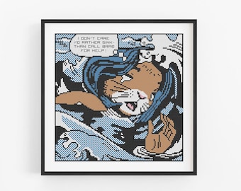 Crying Squirrel Pop Art Cross Stitch Pattern (Digital Download)