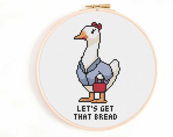 Kruissteekpatroon Let's Get That Bread: Dumb Joke Goose-patroon (pdf-patroon)