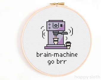Kruissteekpatroon grappig koffie: Brain Machine (pdf-patroon)
