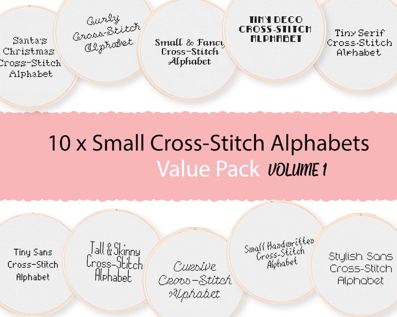Vol 1 10 Small Cross Stitch Alphabets Value Pack of Simple Etsy