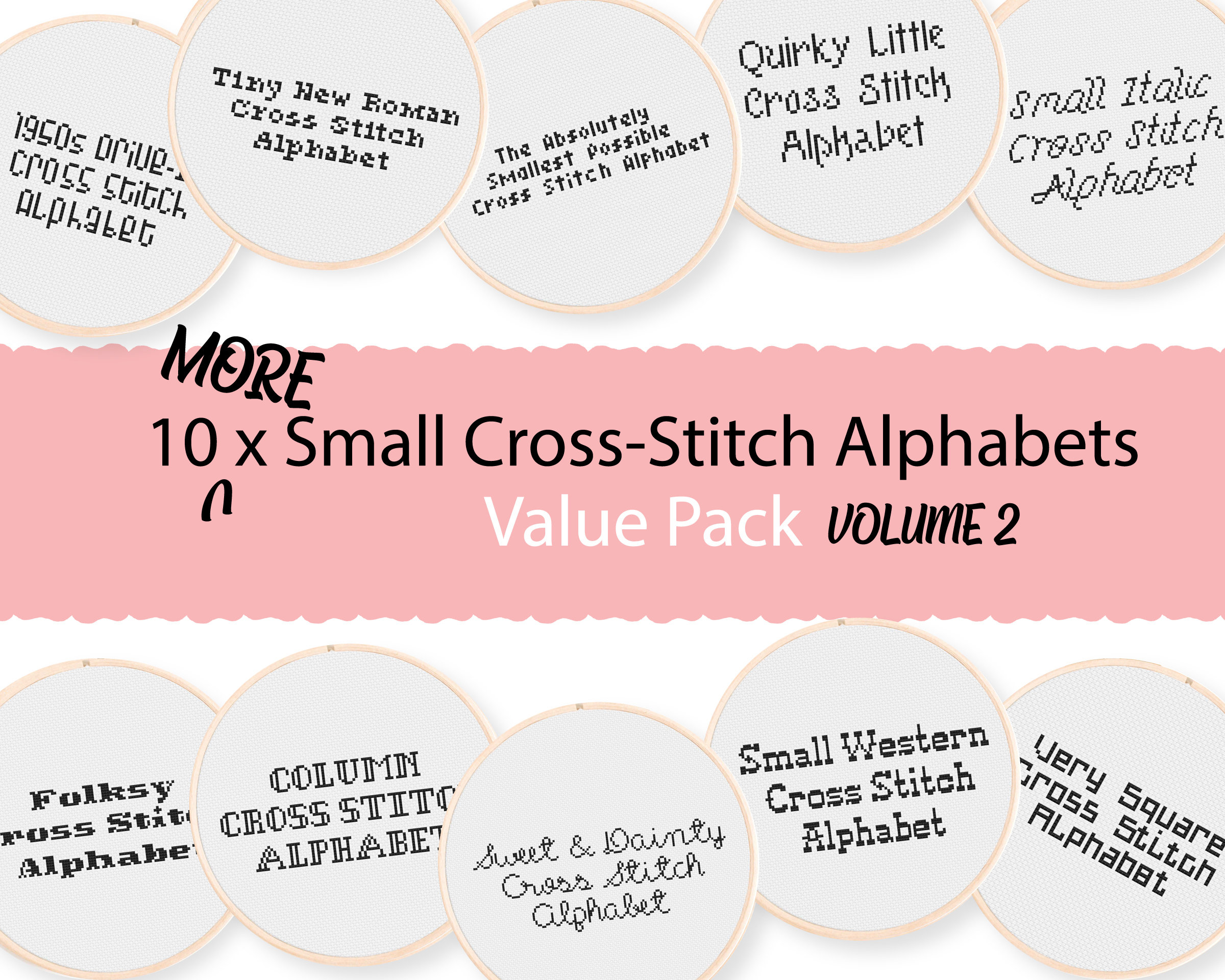 Vol 2 10 Small Cross Stitch Alphabets Value Pack Of Simple Etsy